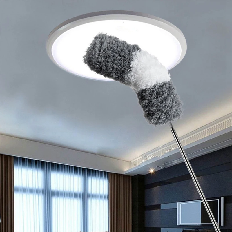 250Cm Feather Duster Household Cleaning Tool Roof Ceiling Spider Web Ash Artifact Dust Gray-White Gray