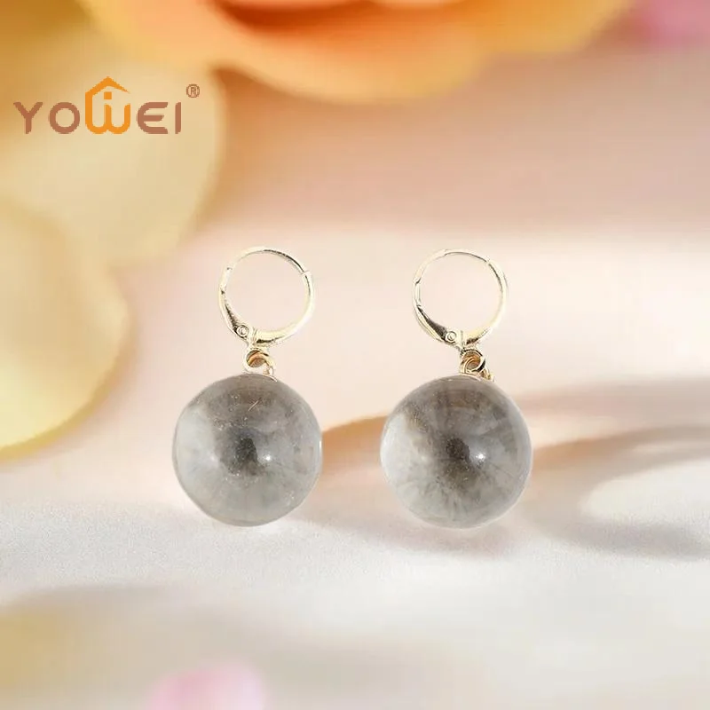 Latest Simple Fashion Spherical Glass Dangle Earrings For Women Accessories Gift Hoop Earrings Party Jewelry Gift