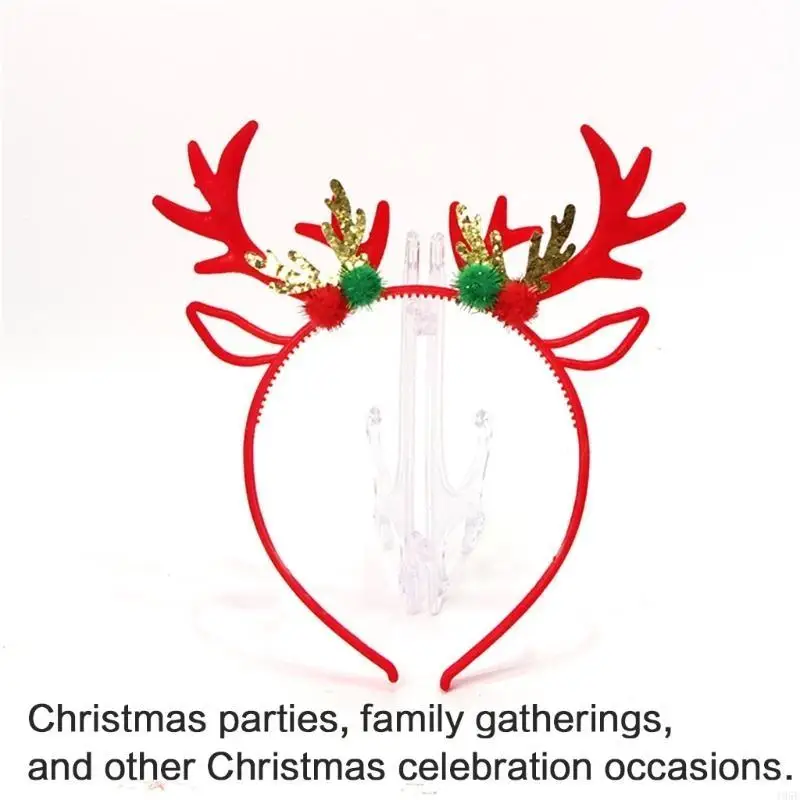 195E Weihnachten Thema Geweih Stirnband Festival Pailletten Rentier Hairhoop Familie Treffen Kopfbedeckung Urlaub Party Zubehör