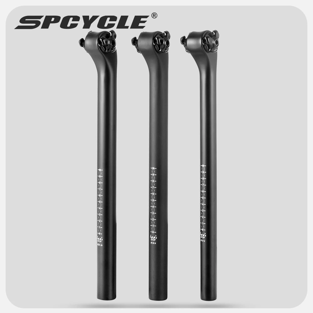 Spcycle Carbon Seatpost 27.2/30.9/31.6mm Offset 20 Degrees MTB Road Bike Seat Tube Bicycle Parts Mountain Bike Ultralight