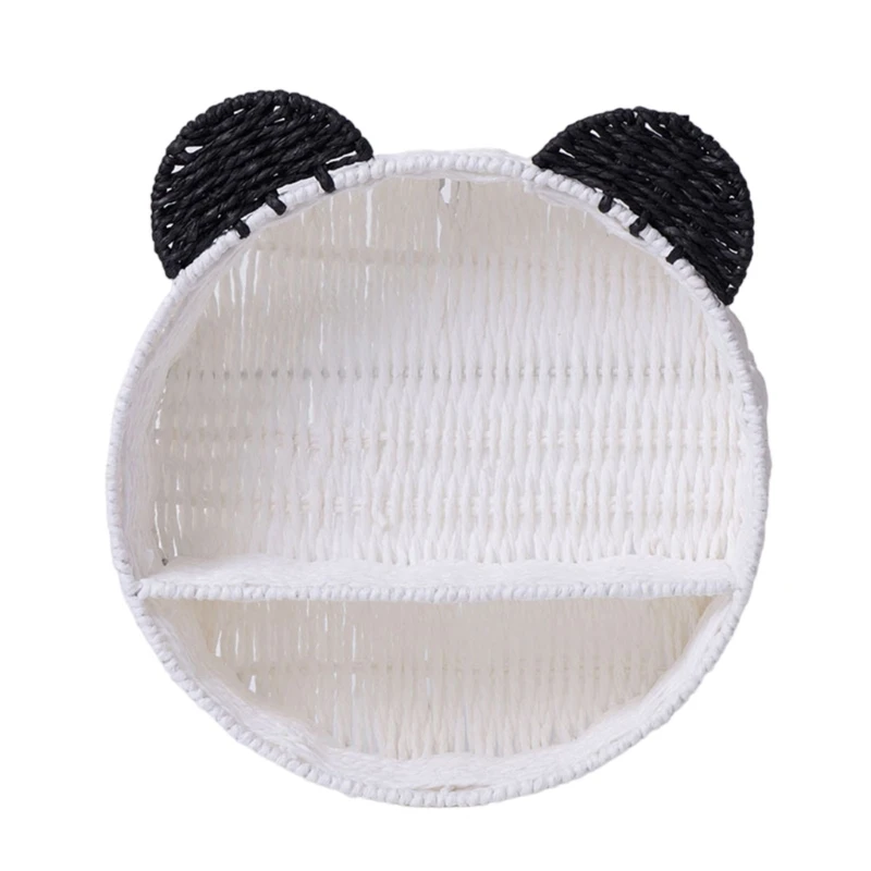 Panda Ear Woven Hangings Basket Wall Shelf Rattan Floatings Storage Rack