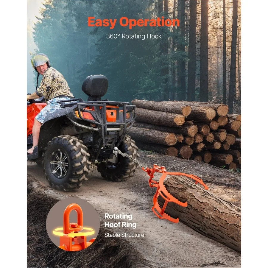 Pinça de elevação de toras de 28 polegadas, 4 garras, aço sólido, pinça giratória, ferramentas para toras