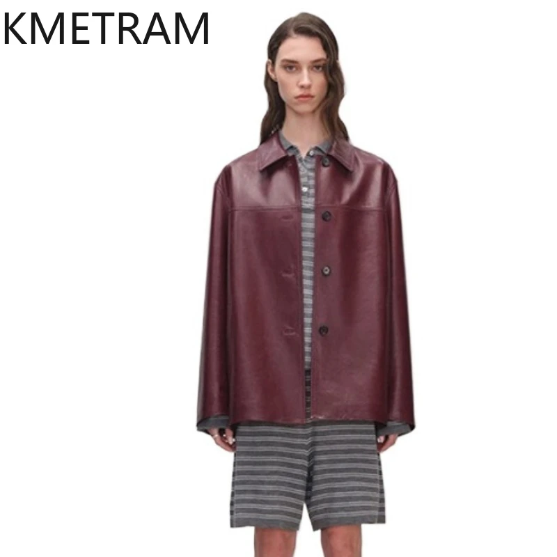 100% Oil Wax Sheepskin Jacket Woman Vintage Mid Length Genuine Leather Jackets Women New in Outerwears Fall Clothes 2025 кожанка
