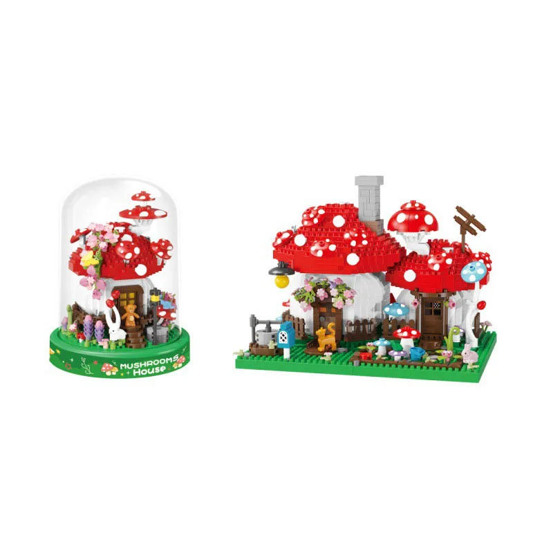 

Idea Fairy Tale World Street View Micro Diamond Block Mushroom House Architecture Building Bricks Construction Toys Nanobricks