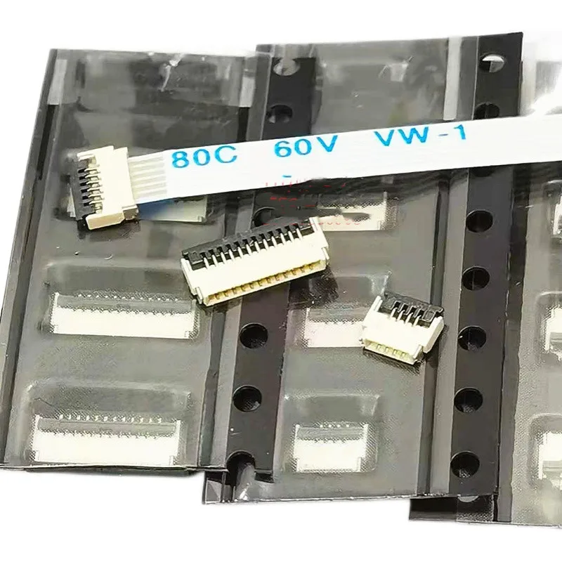 10 قطعة FPC مرنة كابل مسطح موصل مقبس 0.5 مللي متر الملعب الجبهة الإدراج الخلفي قفل اتصال على الوجهين 1.0 مللي متر الارتفاع