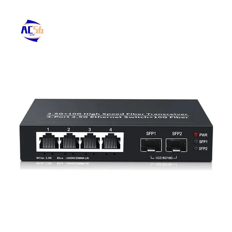 

Ethernet-коммутатор AC56-2,5Gbe, 4-портовый сетевой коммутатор, 2-портовый слот 10G SFP+, концентратор для домашней лаборатории, интернет-сплиттер Plug and Play