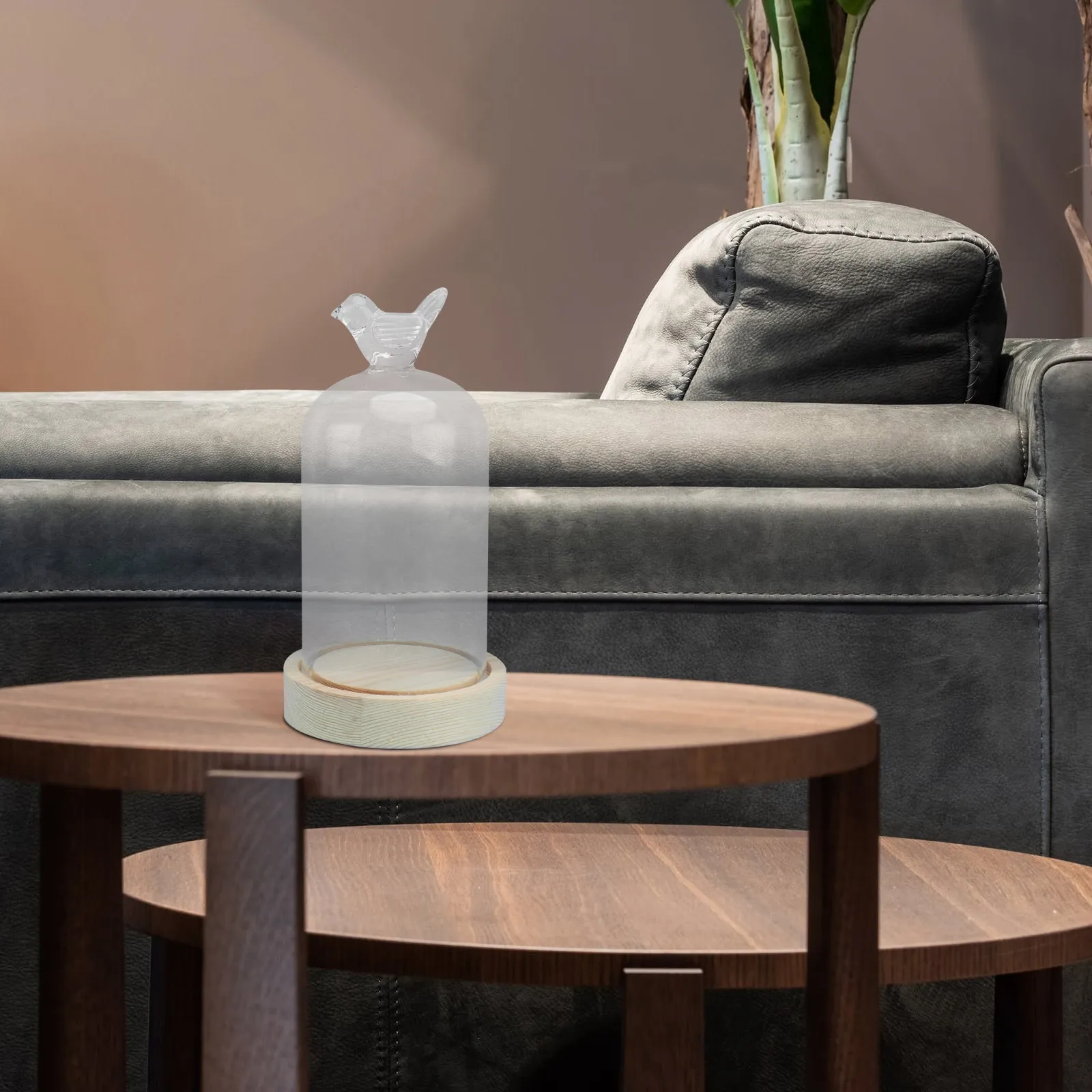 

1pc Glass Display Cover Mini Wood Base Bird Style Decor Dust Cover Trinket Showcase Dome Eternal Preserved Flower Glass Dome