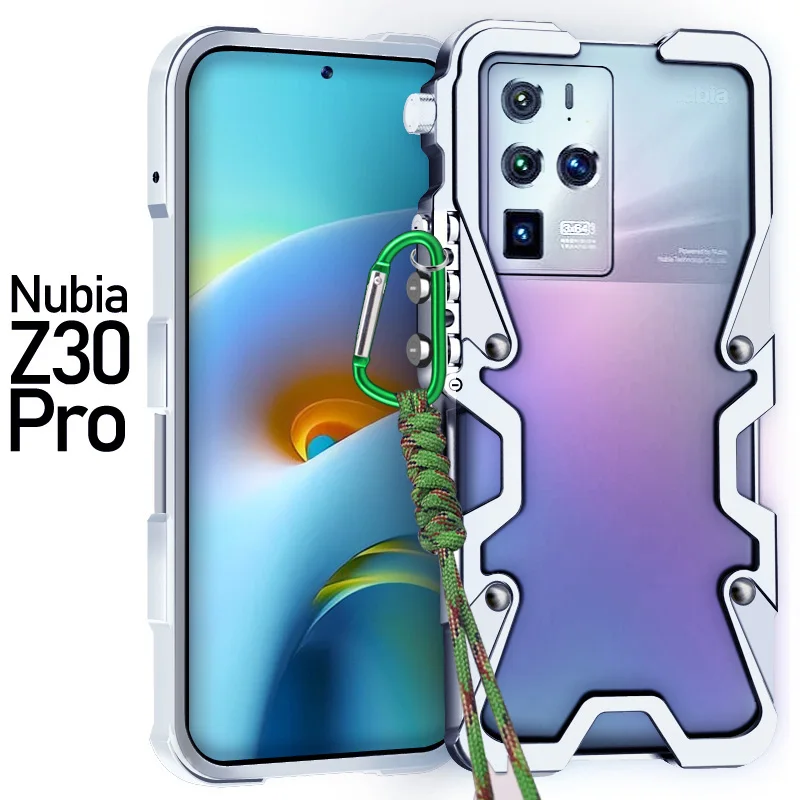 Zimon Luxury Armor Metal Aluminum Phone Bumper For ZTE Nubia Z50 Z40 Pro Cover Mechanical Purely Handmade Skull Case