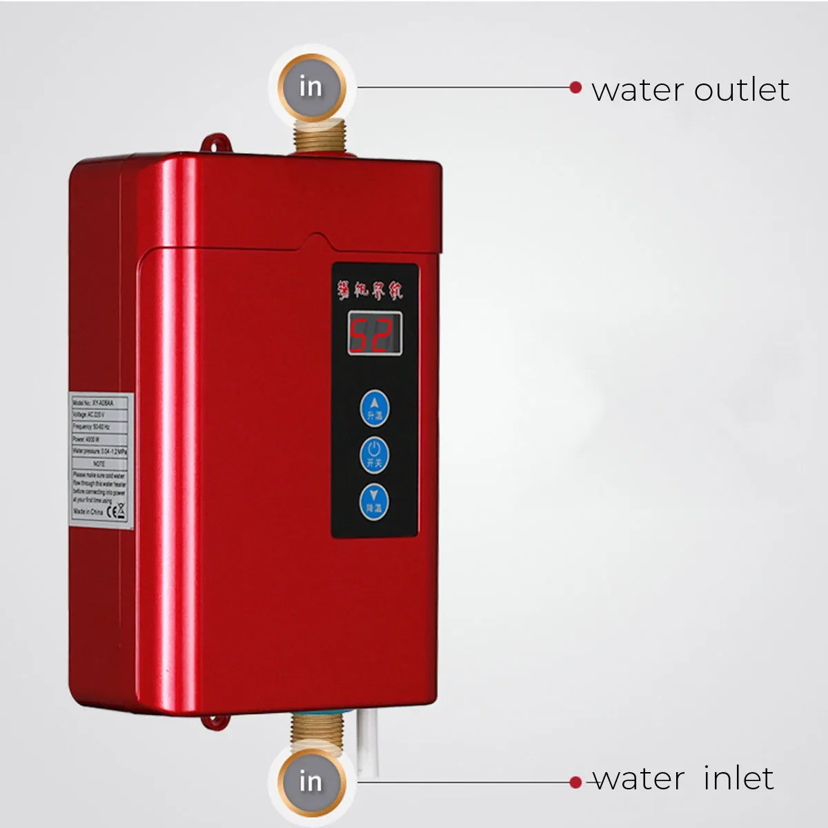 US/EU Plug 4000W Electric Tankless Instant Hot Water Heater Kitchen Bathroom Shower Sink Tap Thermostat