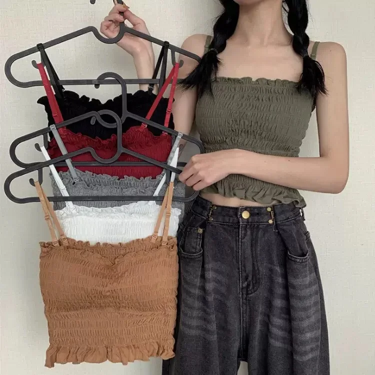 6 pcs stylish seamless high-elasticity padded bralette with a detachable design, suitable for wearing as a base layer.