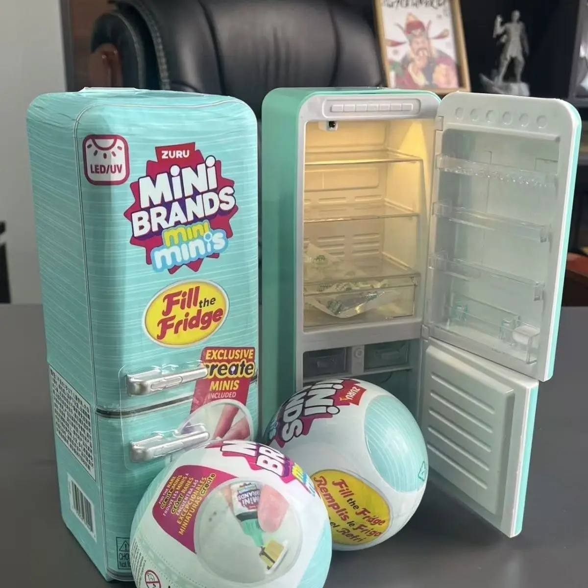 Led Light Up Mini Refrigerator Toy Set House Mini Fridge with Mini Food Micro Kitchen Scene Decoration Pretend Play Mystery Gift view 6