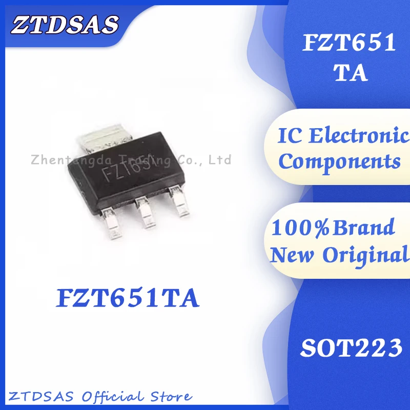 10Pcs/lot FZT651TA triode SOT223 NPN power transistors FZT651