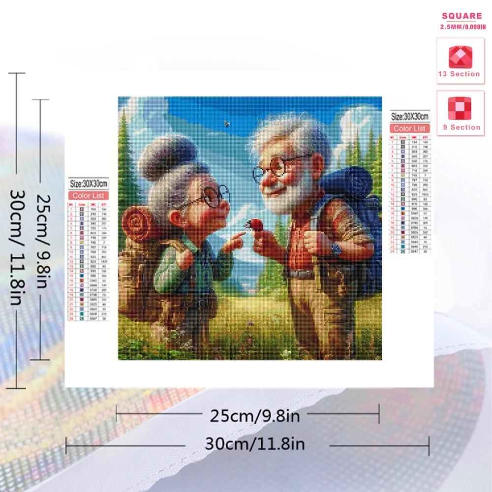 Momoart Diamond Mosaic Old People New Arrival Couple Portrait Painting Full Square Round Embroidery Cartoon DIY Wall Decor