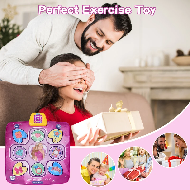 Baby Foldable Play Mat 5 Modes Dance Pad with LED Light Music Kids Educational Activity Gym Crawling Carpet Gift Toys for Girls