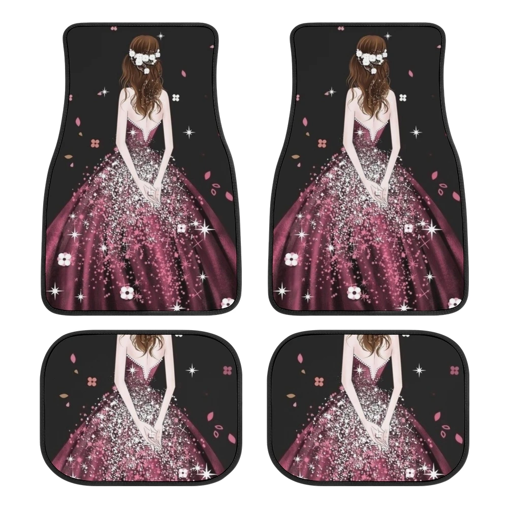 Wedding Dress Girls Design Pattern Car Floor Mats Rubber Print Fits Most Car Accessories Decoration Interior Car Floor Mats