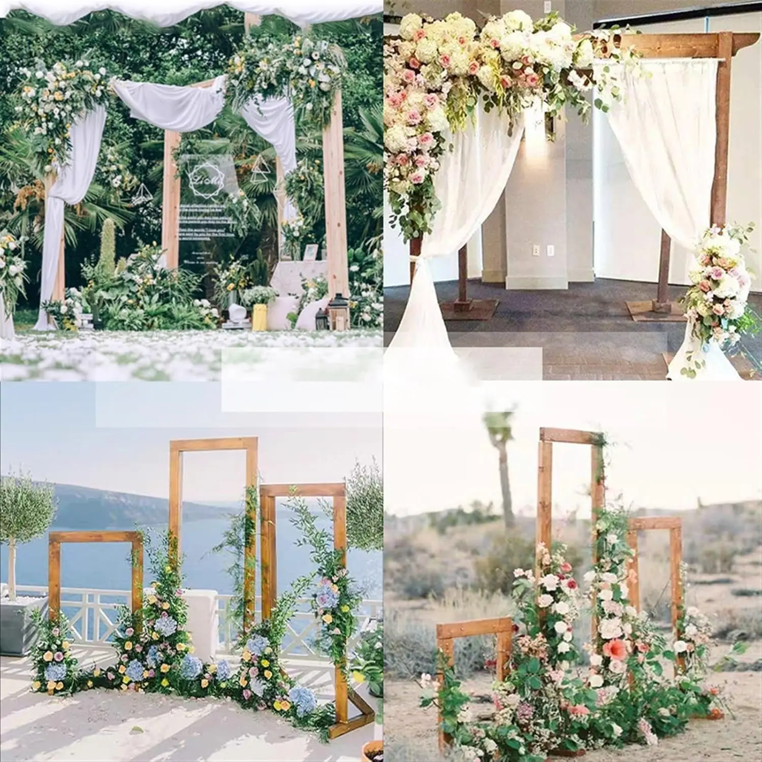 

Wooden Wedding Arch Stand Solid Wood Arch Flower Rack with Bases,Easy Assembly Square Wedding Arches for Ceremony Garden