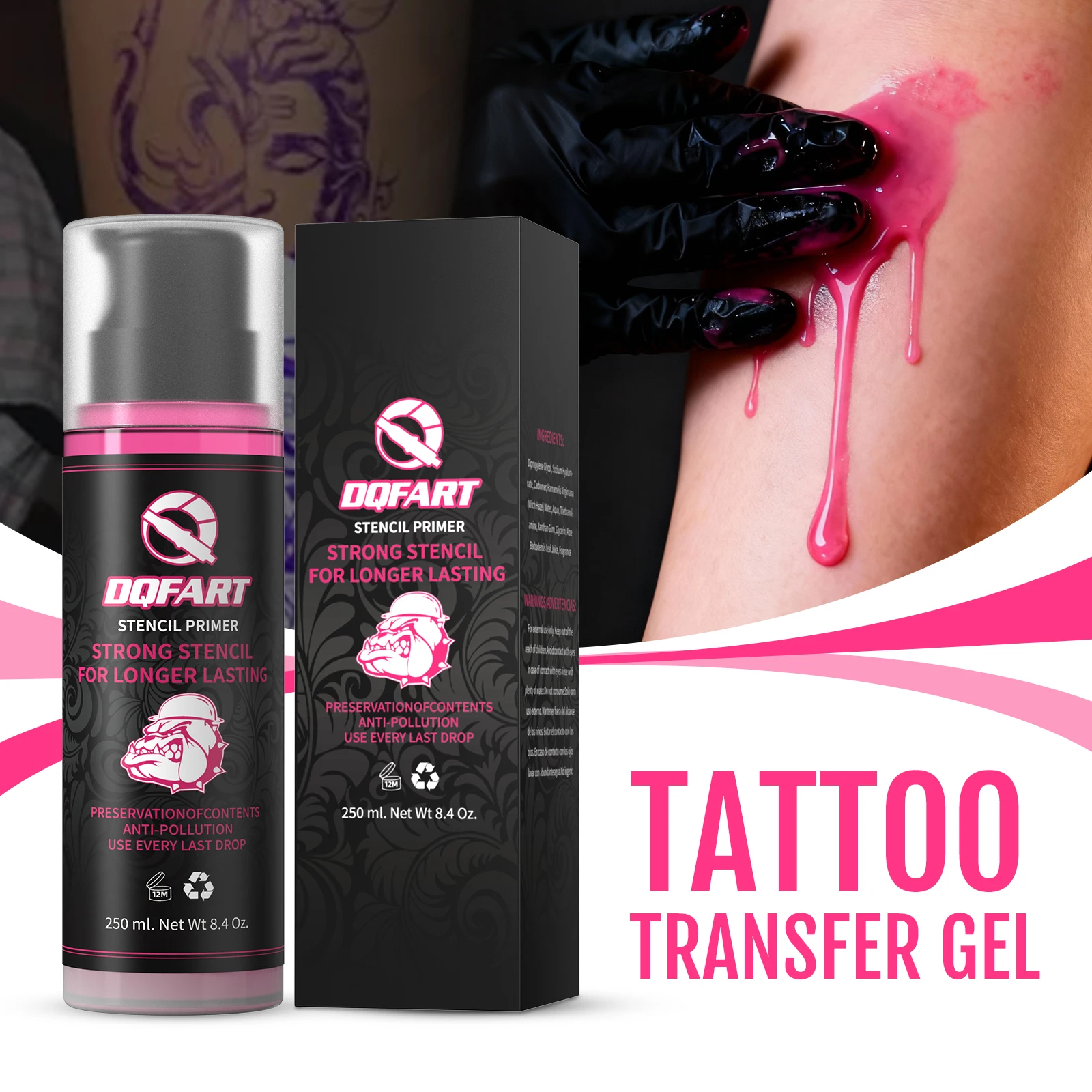 DQFART 250ml High Quality Pink Tattoo Transfer Gel Professional Tattoo Stencil Gel Tattoo Supplies Accessories