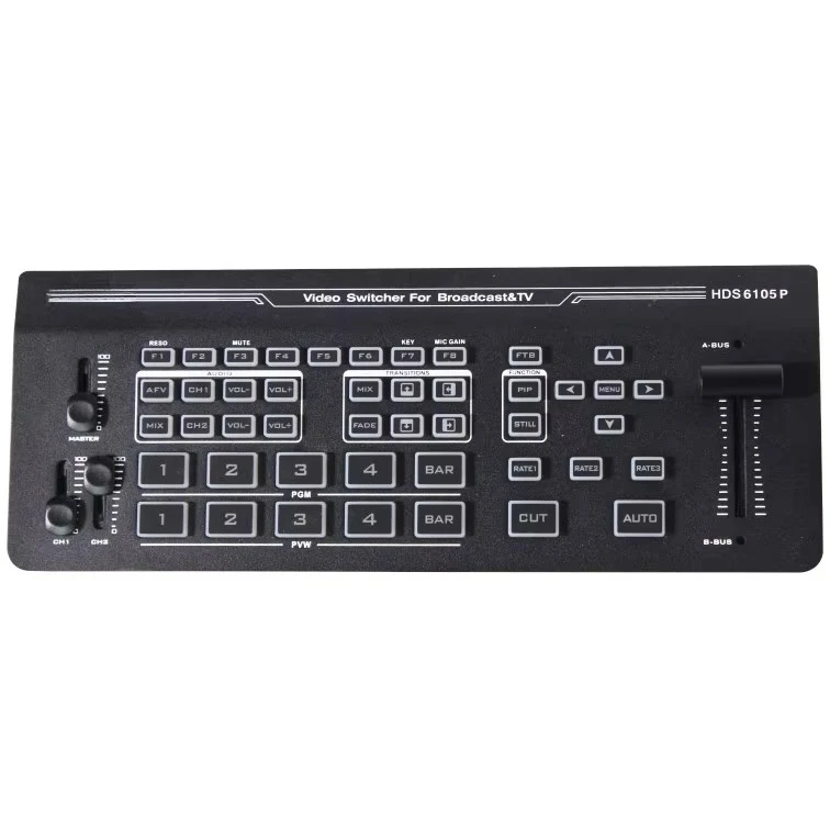 4-Channel Live Streaming PIP T-Bar Metal HD Video Production Studio Equipment for Radio TV Broadcasting DeviceWell HDS6105P