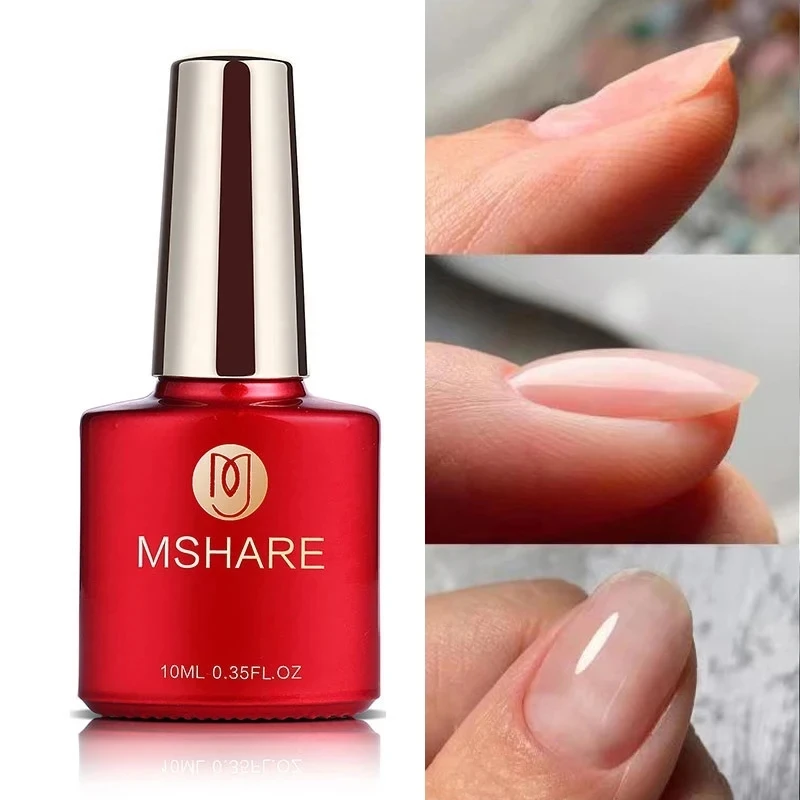 MSHARE Rubber Base Top Clear Construction Gel Self-Leveling Strengthening UV LED Gel 10ml