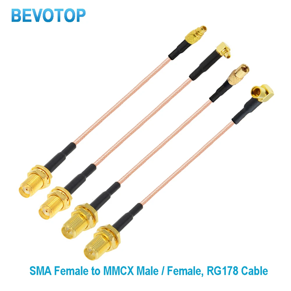 10PPcs SMA to MMCX Cable RP-SMA/SMA Female to MMCX Male Straight 180°/ Right Angle 90° Plug RG178 Pigtail RF Coaxial Jumper