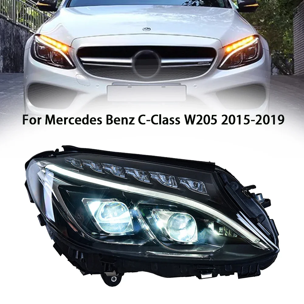 

Car Lights for W205 C Class 2015-2018 LED Auto Headlight Assembly Upgrade Bicofal Lens Dynamic Signal Lamp Tool Accessories