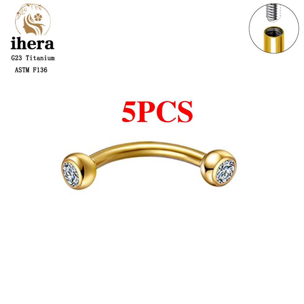 5/50PCS G23 Titanium Labret Lip Ring Interne Draad Septum Neusringen CZ 16G Stud Oorbellen Tragus Wenkbrauw Piercing Lichaam sieraden