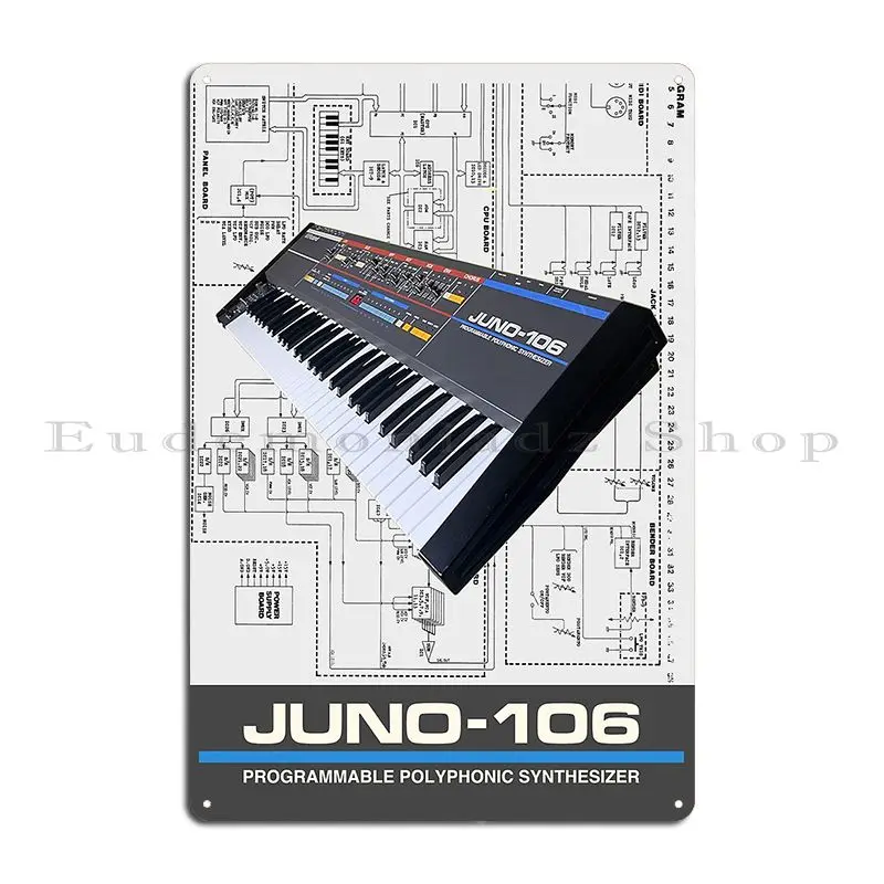 Juno 106 Synth Metal Plaque Poster Wall Cave Living Room Wall Decor Personalized Custom Tin Sign Poster