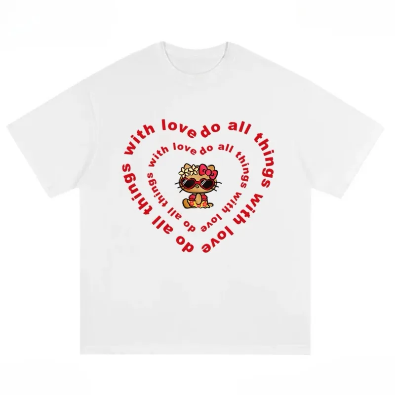 

Модная быстросохнущая футболка с короткими рукавами и 3D принтом «Hello Kitty», быстросохнущая повседневная футболка из дышащей ткани