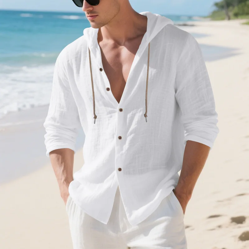American Spring Autumn Loose Fifteen Color Solid Color Men's Casual Long Sleeve Hooded Cardigan XJ2