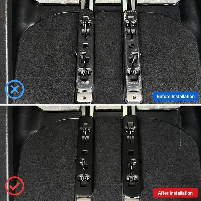 Car Third Row Seat Track Protective Covers for Toyota Alphard Vellfire 30 Series Black ABS Snap On Rail Guard 1 Pair Rear 2