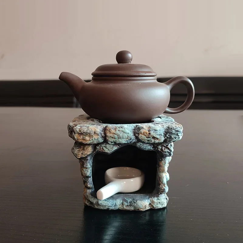 YXYMCF Retro Stoneware Tea Warmer Candle Holder Heating Base Ceramics Incense Burner Not with Teapot Keep Warm Tea Stove