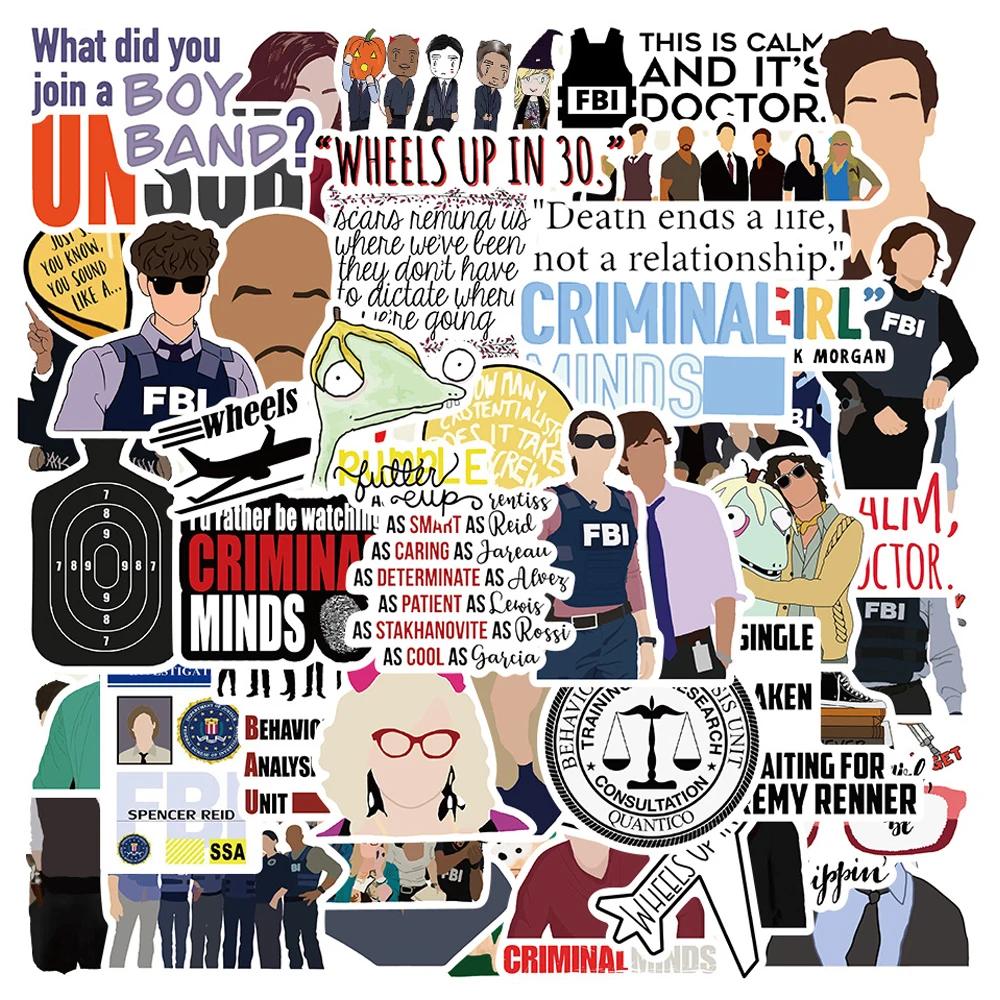 10/30/50 قطعة المسلسلات التلفزيونية العقول الإجرامية ملصقات مضحك الكرتون الشارات لعبة DIY بها بنفسك محمول سكيت الهاتف ملصق مضاد للمياه الديكور