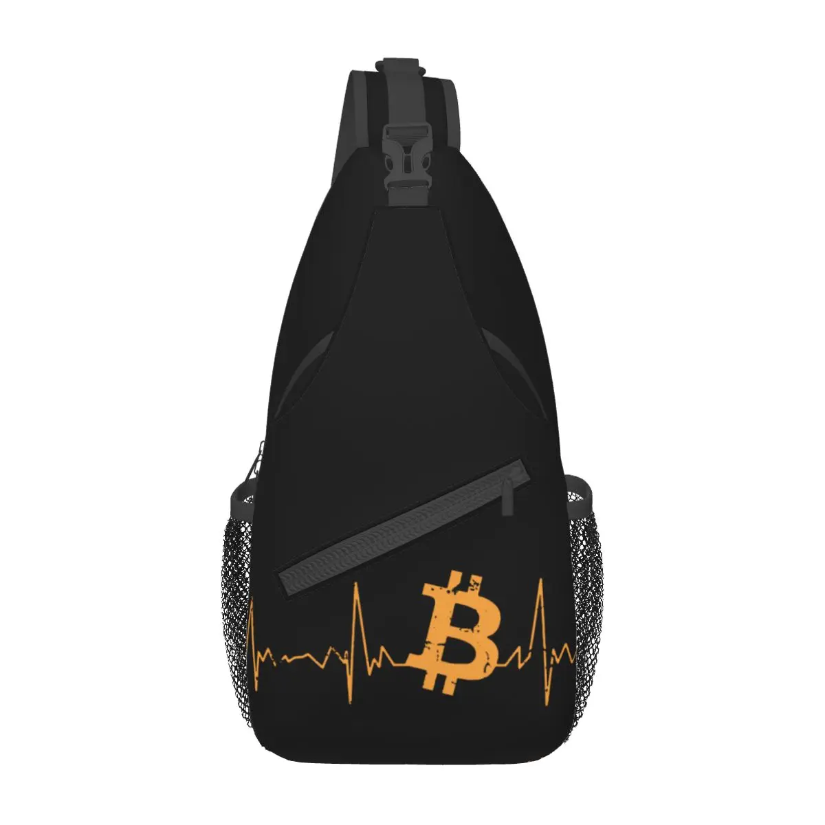 Bitcoin Heartbeat Criptomoeda Sling Bag Peito Crossbody Ombro Sling Mochila Caminhadas Viagem Daypacks Bloco Cadeia Moda