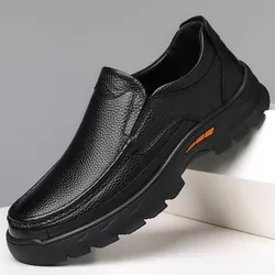 Retro Cow Leather Loafers for Man Spring Autumn Soft-soled Men's Platform Business Shoes Fashion Casual Male Driving Shoes