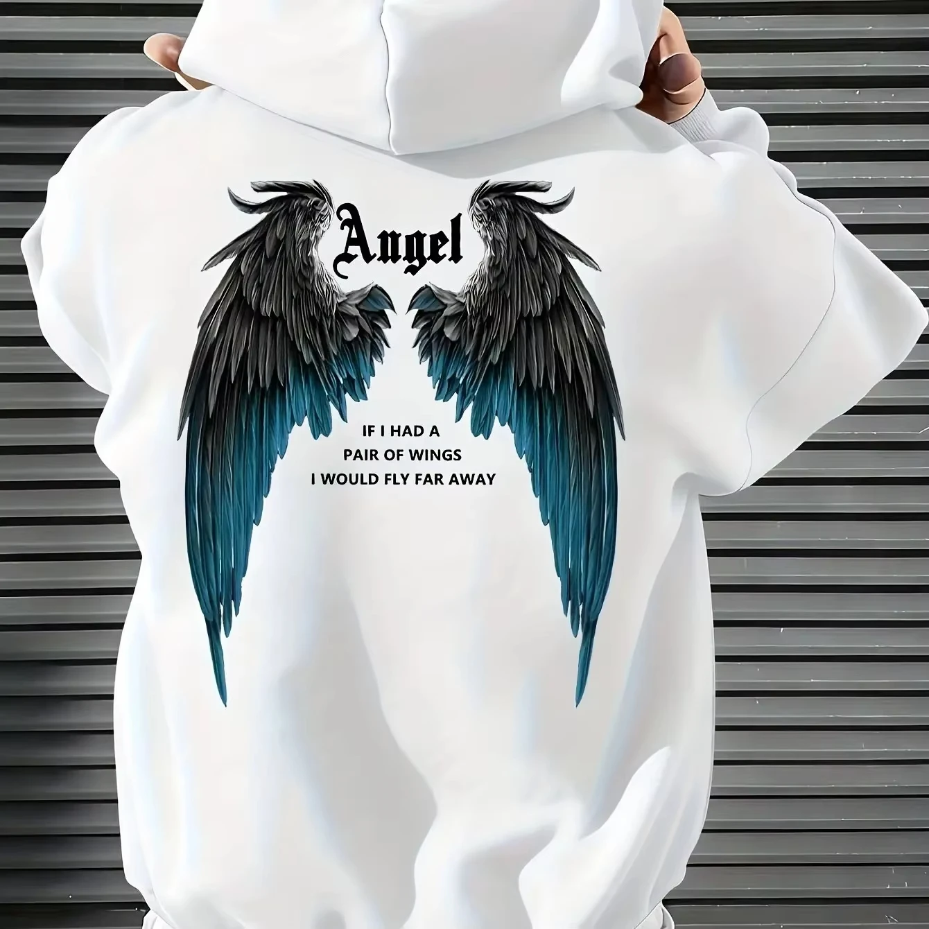 Angel‑Wing Graphic Pullover Hoodie Unisex Autumn Winter Fleece Loose‑Fit Elastic‑Fabic Casual Streetwear Sweatshirt Tops
