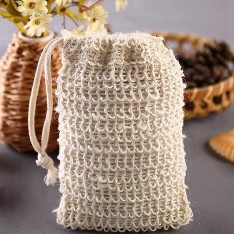 100Pcs Shower Bath Sisal Soap Bag Natural Sisal Soap Bag Exfoliating Soap Saver Pouch Holder