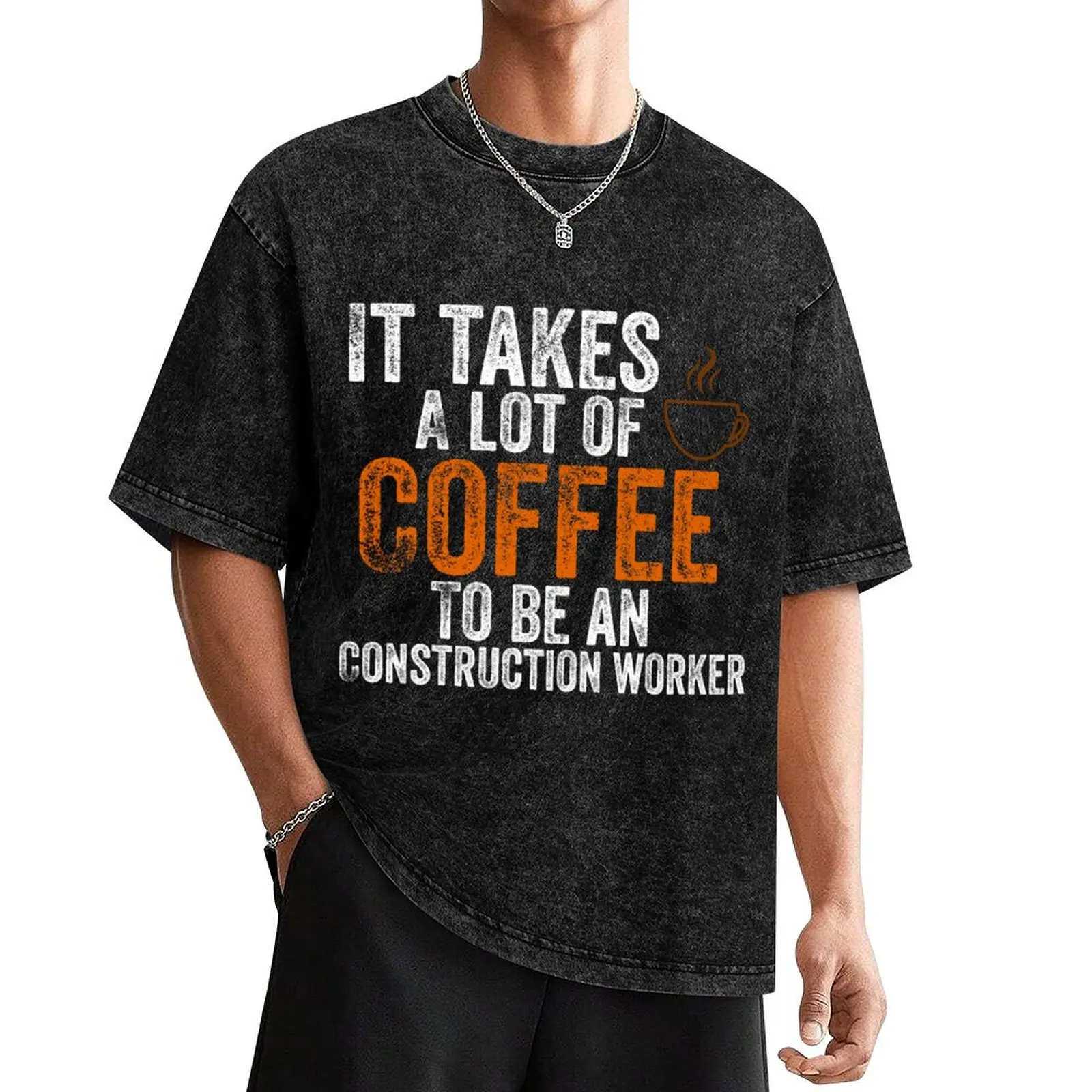 

it takes a lot of coffee to be an construction worker T-Shirt tops for a boy quick-drying fitted t shirts for men