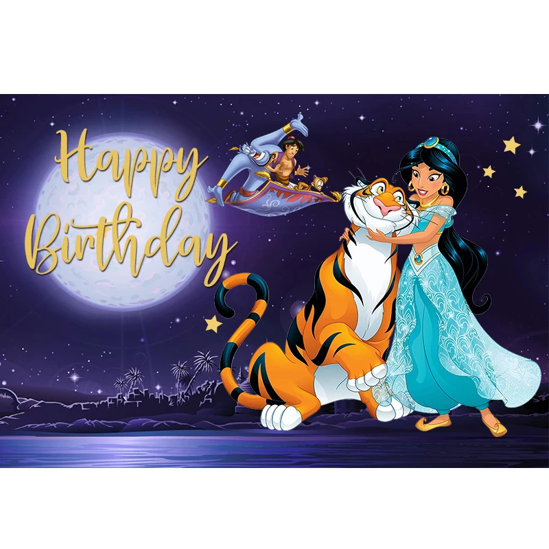 Aladdin princesa jasmim pano de fundo para estúdio foto cortina elefante tigre meninas festa aniversário photograp fundo