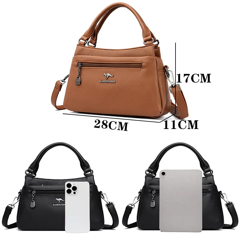 Luxury 100% Top Layer Cowhide Handbag Solid Color Designer Brand Women's Crossbody Bags Exquisite Hardware LOGO Shoulder Bags