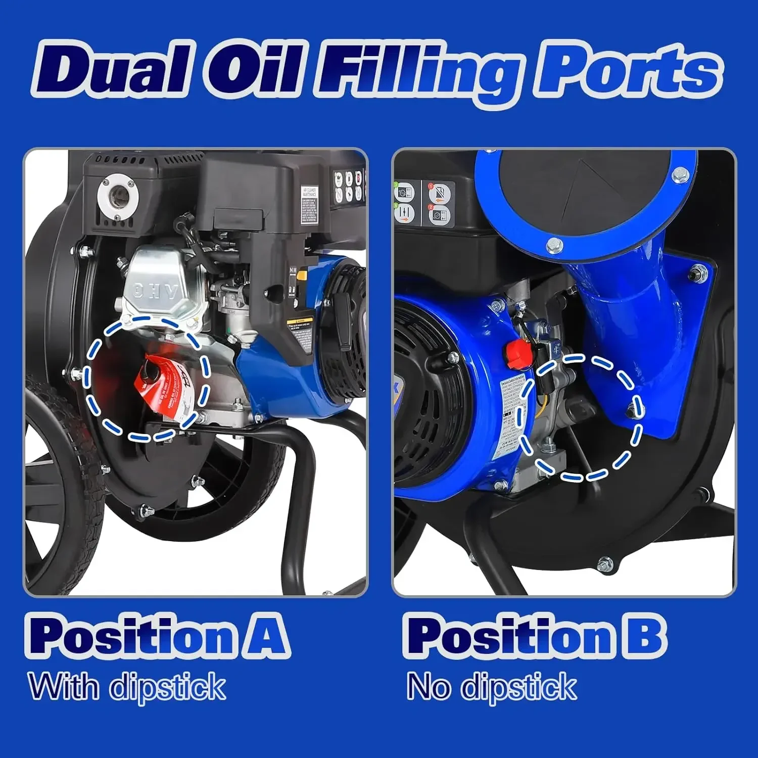 Wood Chipper - 7.5 HP 224cc Gas Powered Shredder Mulcher, 3 in 1 Multi-Function Heavy Duty,  Collection Bag