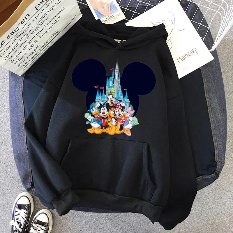 Kawaii Disney Mickey Hoodie Donald Duck Cartoon Printing Women Sweatshirts Fashion Winter Autumn Casual Loose Oversize Hoodies