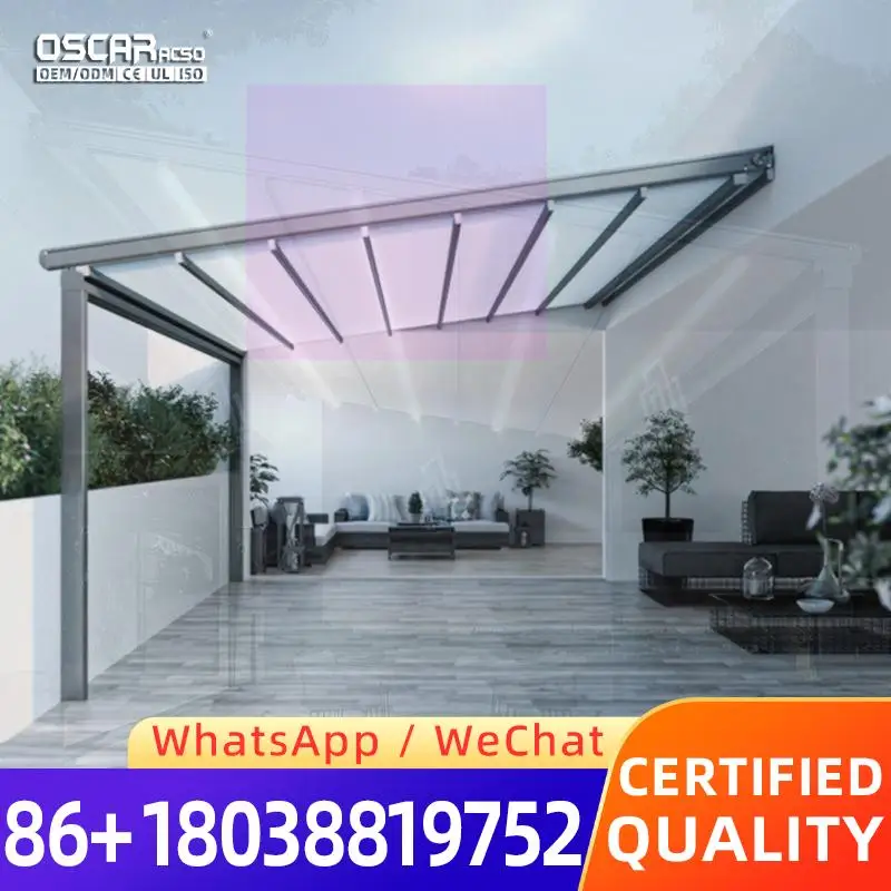

Remote Control Bioclimatic Folding Outdoor Retractable Roof Awning for Terrace Patio Garden Retractable Canopy Pergola