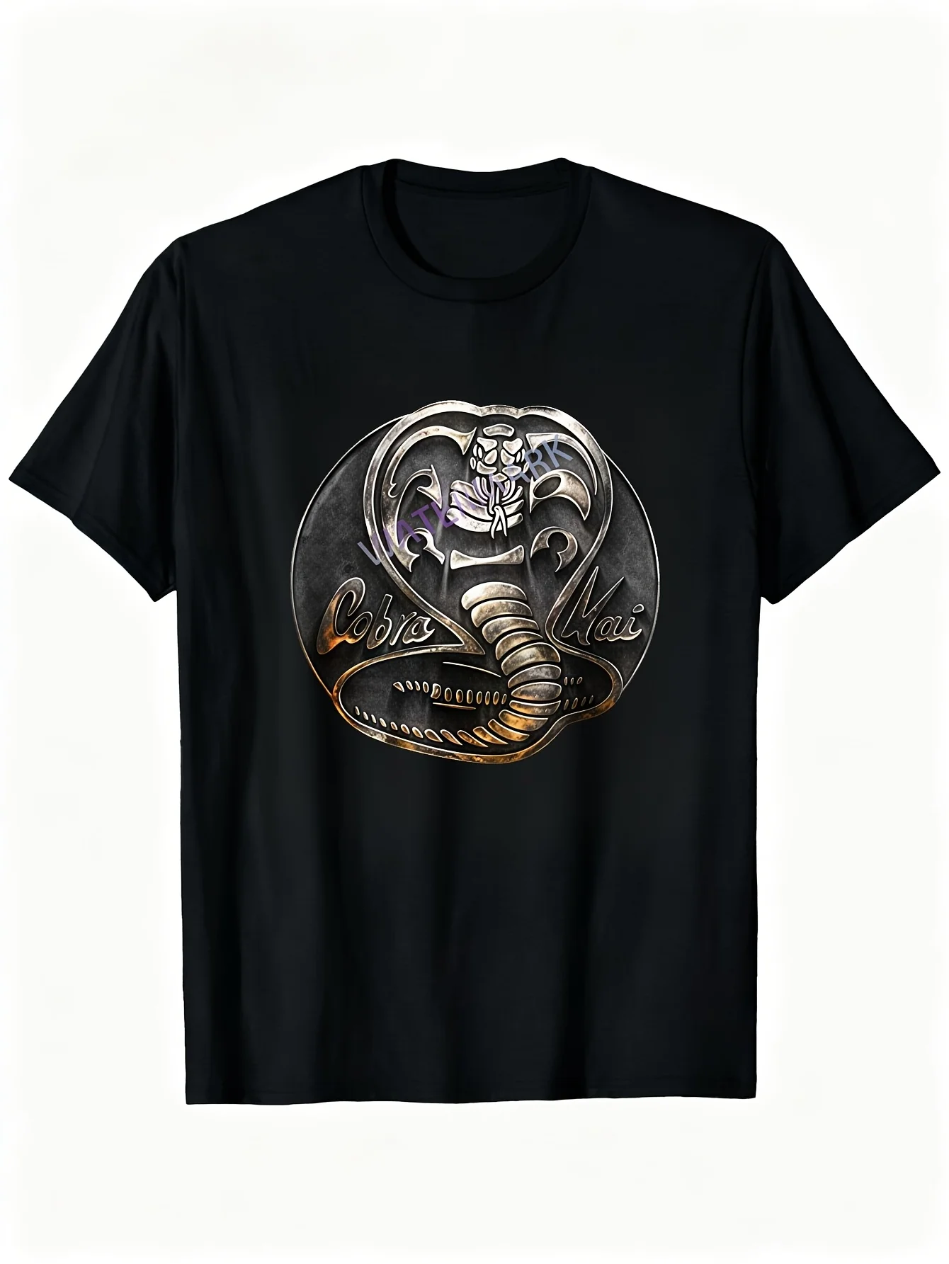 Cobra Kai Men's Karate T-Shirt Black Short Sleeve Casual Golden Snake Print Four Seasons Comfort Machine Washable Regular Fit