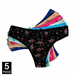 YOUREGINA Vrouwen G-String Katoenen Thong Sexy Kant Panties Low Rise Dames Lingerie Vrouwelijke Ondergoed Solid Strik Print 5 stks/partij