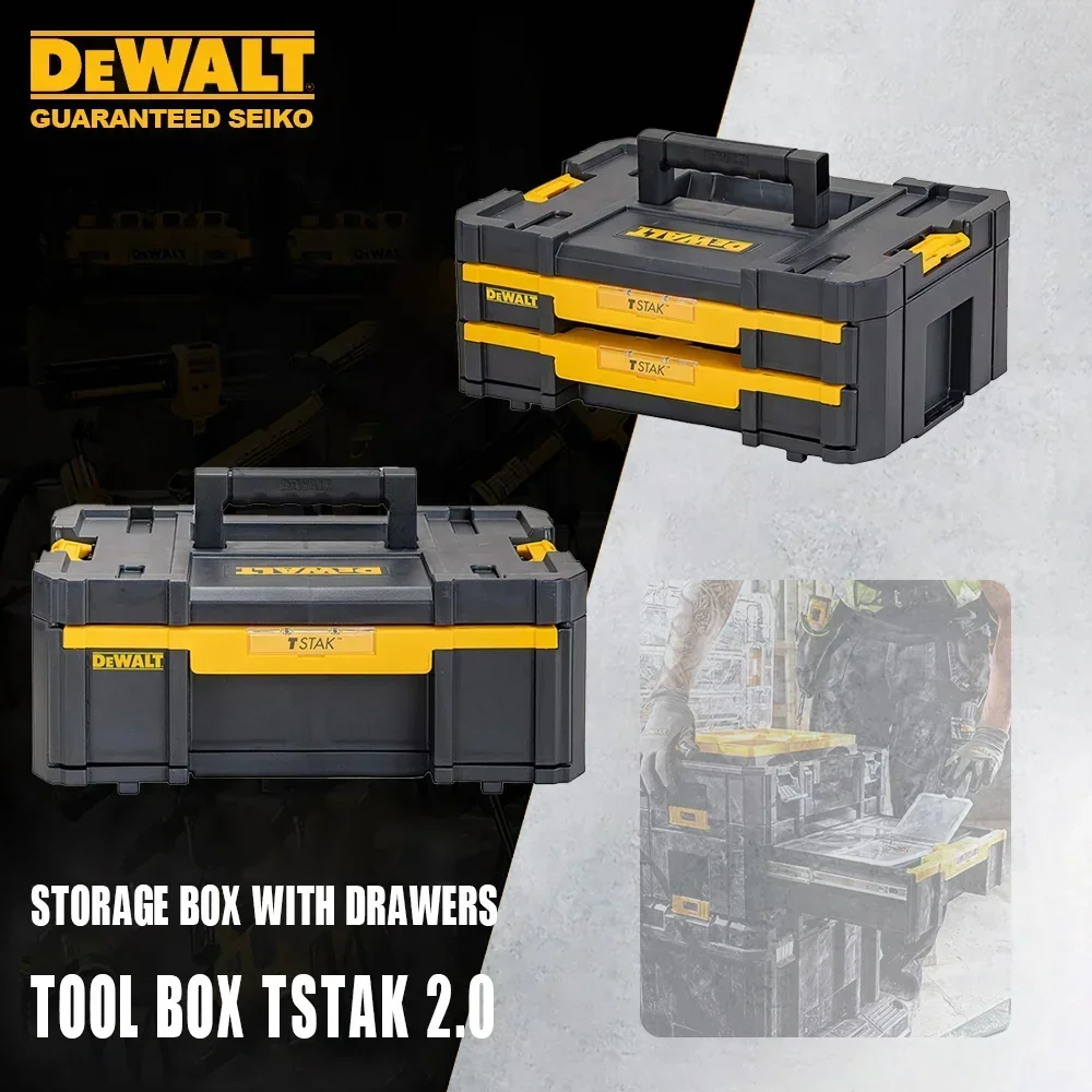 Dewalt DWST-70705 DWST-70706 TSTAK 2.0 Tool Box with Single or Double Drawers Freely Stack Combine Compatible with TSTAK1.0