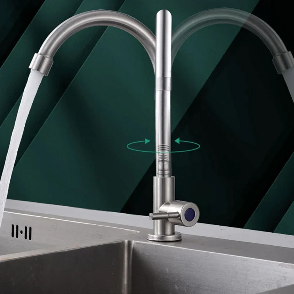 New Stainless Steel Kitchen Faucet Water Purifier Single Lever Hole Tap Cold Rotation Kitchen Shower Faucet