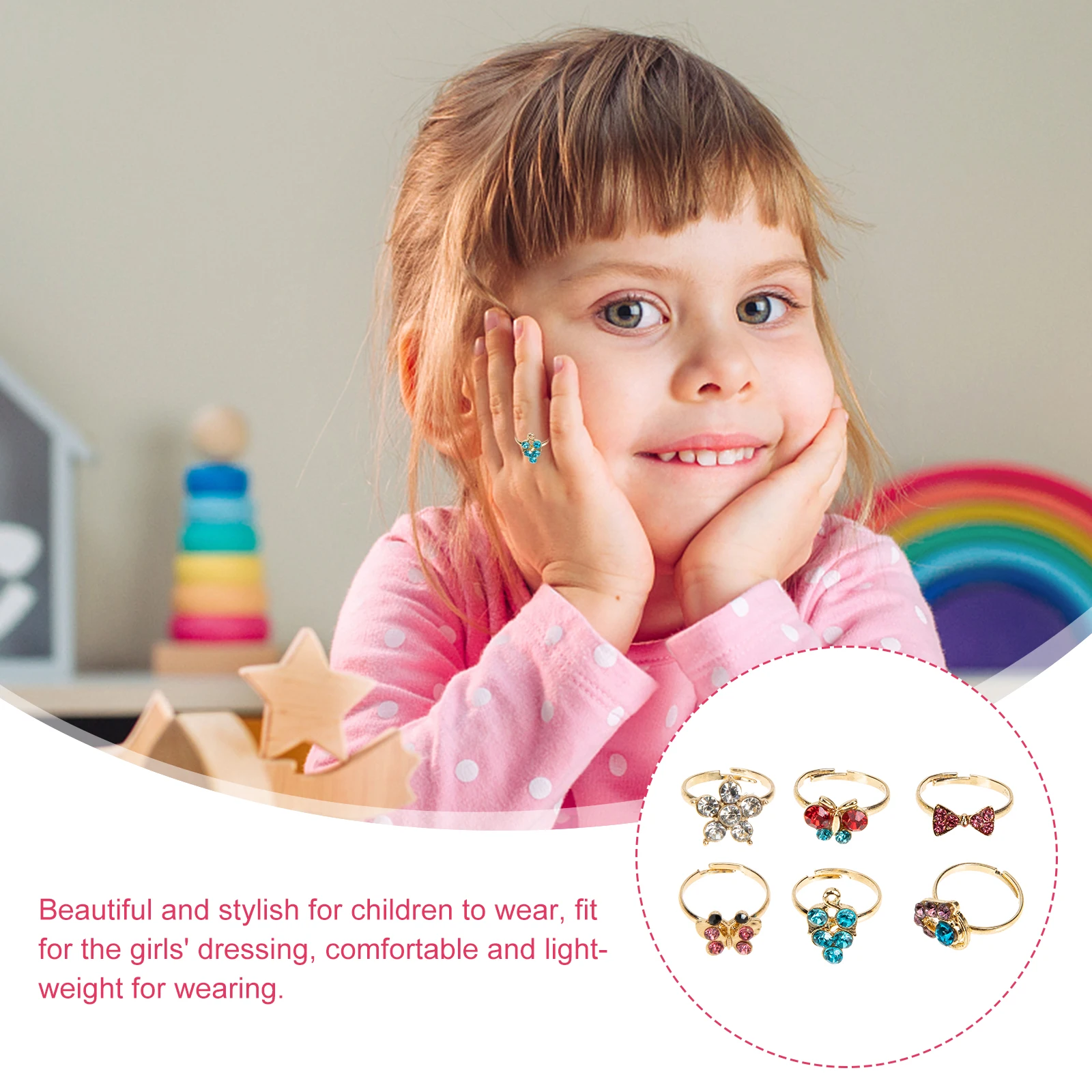

6 Pcs Princess Rhinestone Girls Jewelry Gift Lightweight Comfortable Kids Birthday Party Banquet Accessories