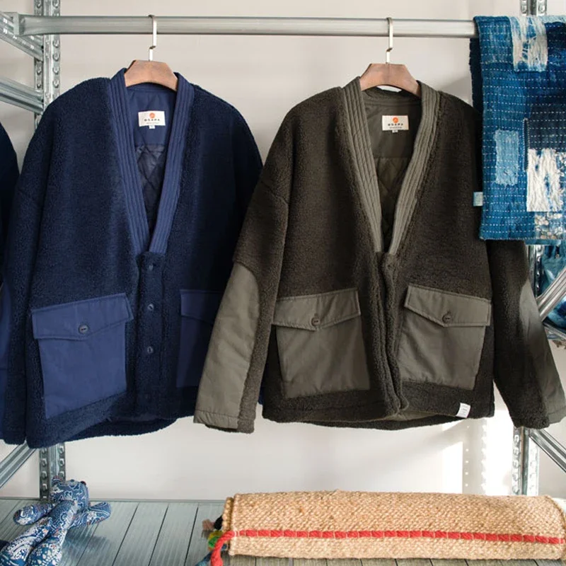 Autumn/Winter Japanese Men's Retro Style Lamb Fleece Robe Cotton Coat Loose Winter Men's and Women's Jacket New Arrival