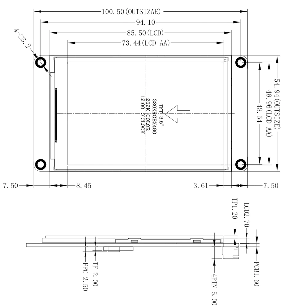 Nextion 3.5인치 TFT LCD 디스커버리 시리즈 HMI 터치 디스플레이 NX4832F035