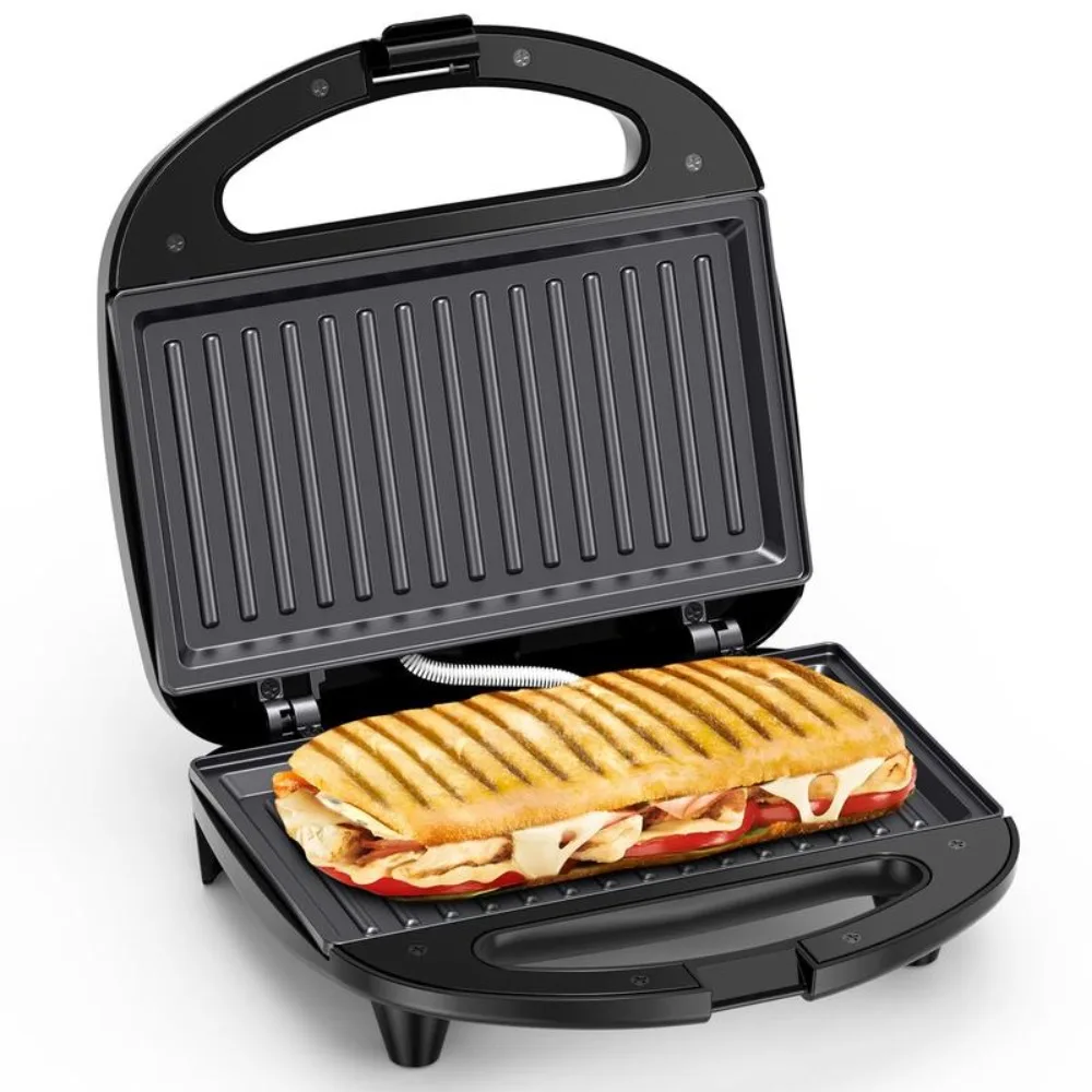 

2 Slice Sandwich Toaster with Grill Plates, Non-Stick, PFOA Free, Cool Touch Handle, 750W, Black